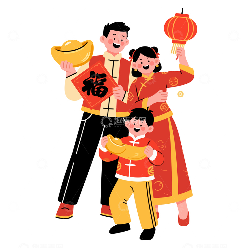 源文件下载【趣麦麦图】-春节喜庆人物