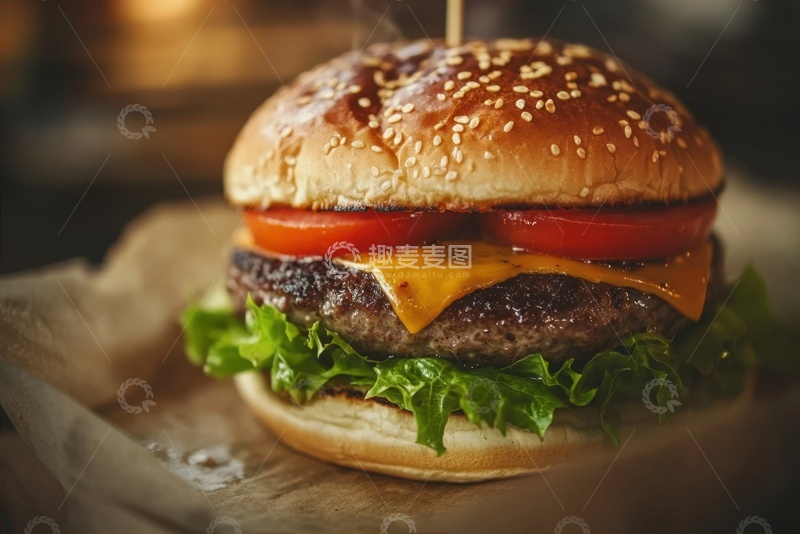 高清大图下载【趣麦麦图】放在桌面上的一个大汉堡