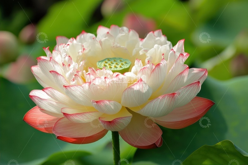 高清大图下载【趣麦麦图】盛开的重瓣莲花特写摄影