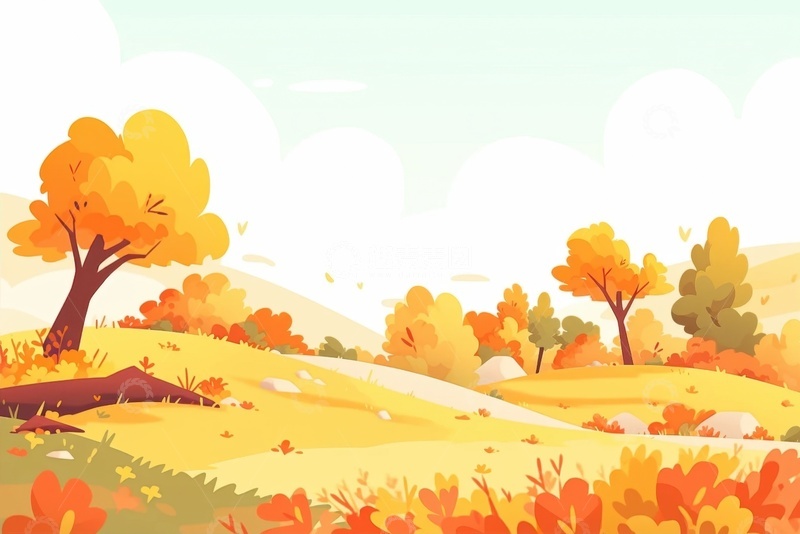 高清大图下载【趣麦麦图】卡通简约秋季插画背景