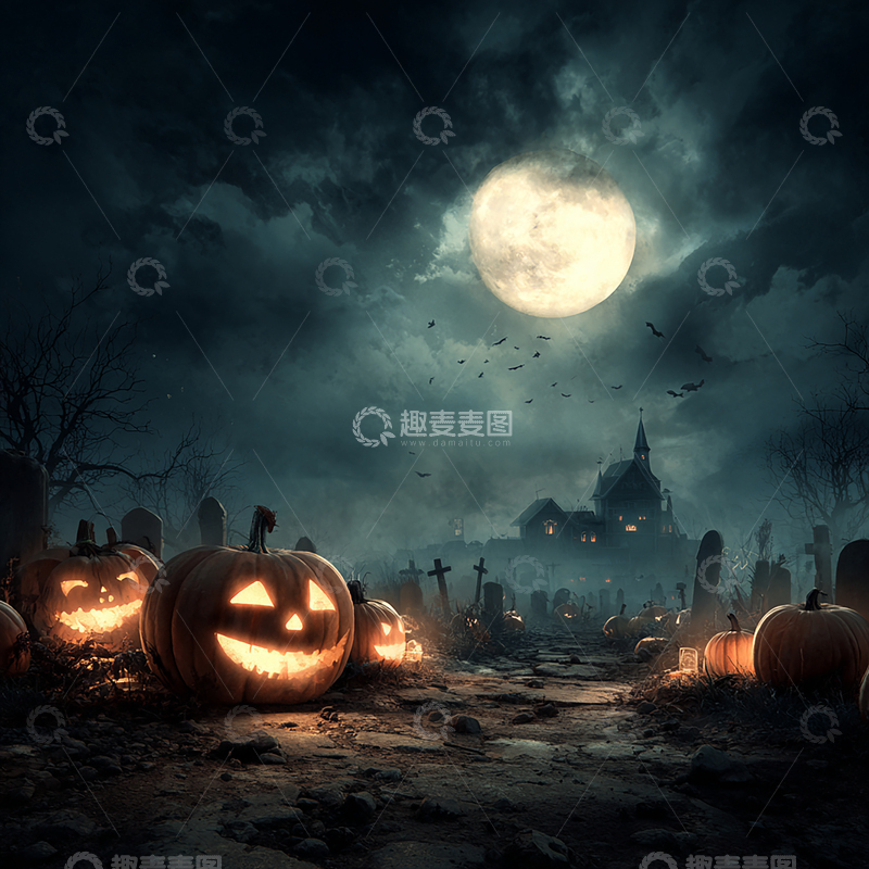 高清大图下载【趣麦麦图】幽灵南瓜的恐怖之夜