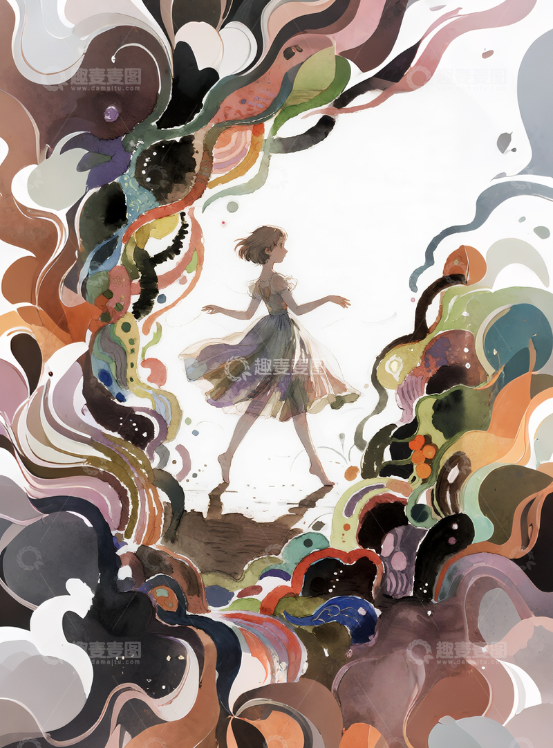 高清大图下载【趣麦麦图】彩云间神秘的女孩