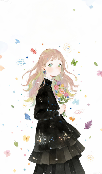 年轻漂亮的女孩人物插画2