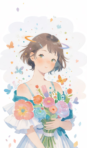 年轻漂亮的女孩人物插画1
