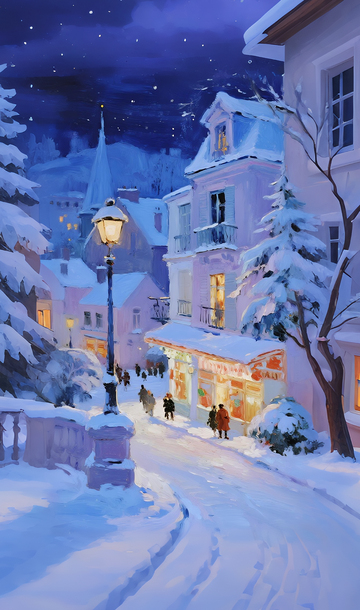 丙烯厚涂巴黎街头插画1