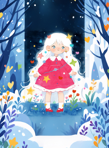 森林女孩人物插画1