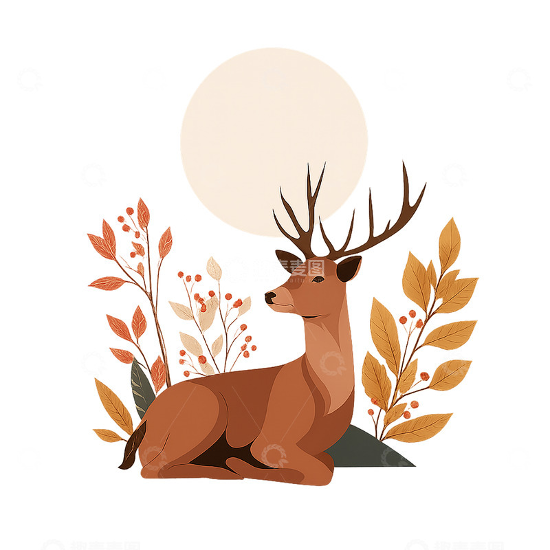 高清大图下载【趣麦麦图】静谧秋日的鹿影