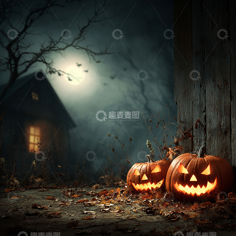 高清大图下载【趣麦麦图】万圣节南瓜灯的夜晚