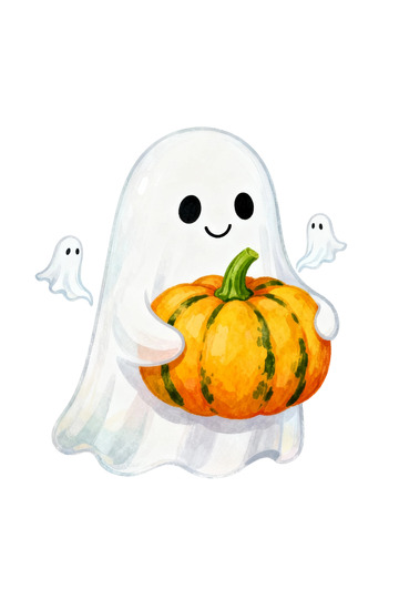 可爱幽灵抱南瓜