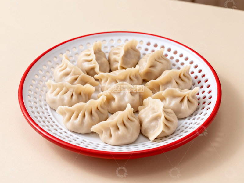 高清大图下载【趣麦麦图】装在红色盘子里面的饺子