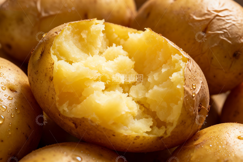 高清大图下载【趣麦麦图】新鲜剥开的黄心土豆特写3
