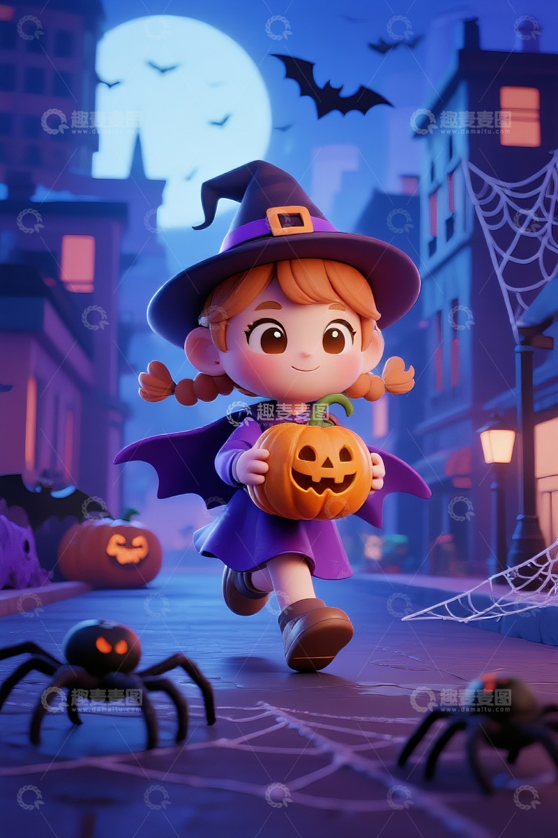 高清大图下载【趣麦麦图】万圣夜可爱女孩1