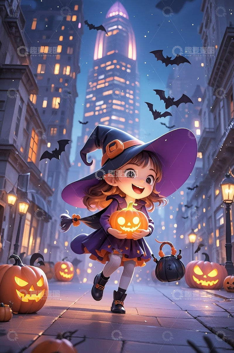 高清大图下载【趣麦麦图】万圣夜可爱女孩6