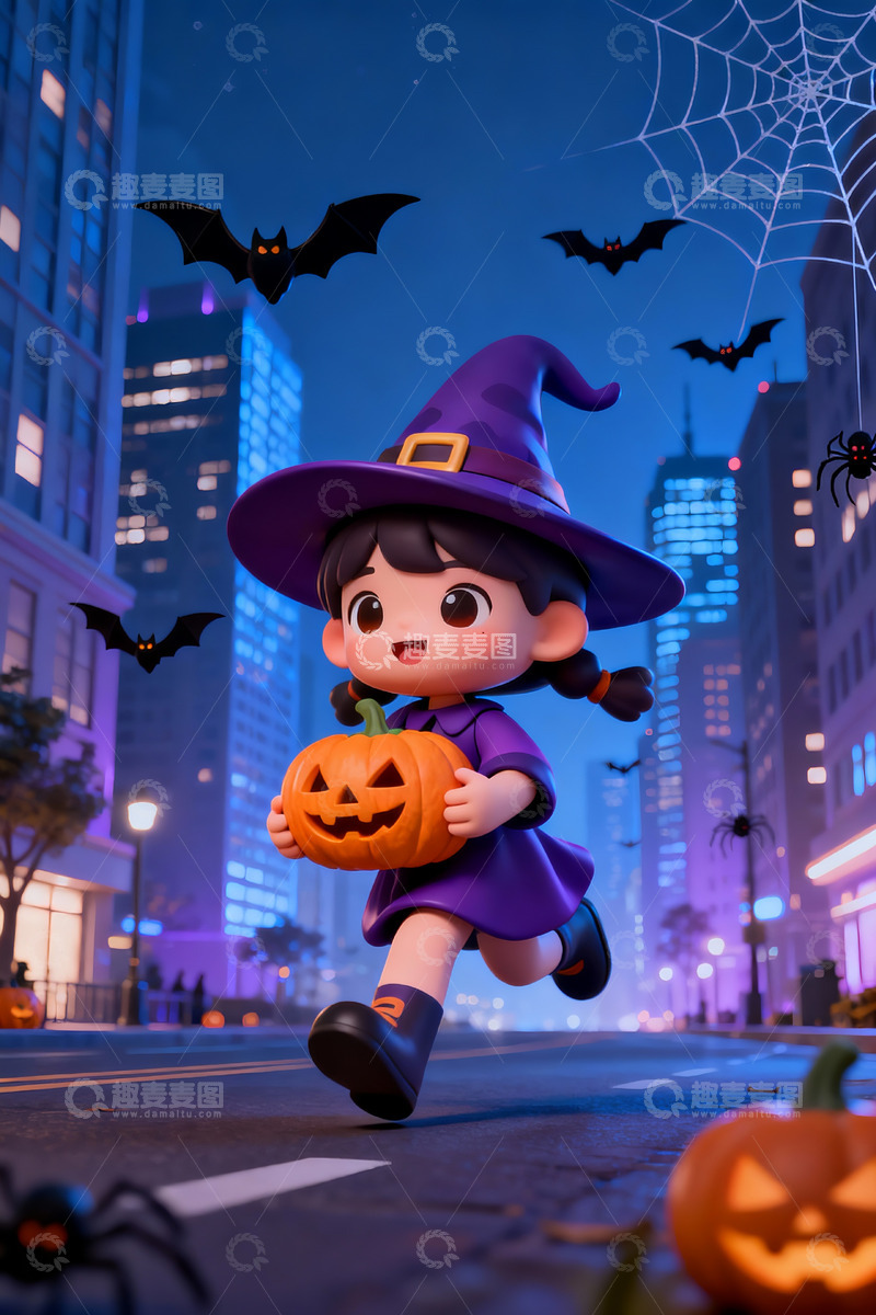 高清大图下载【趣麦麦图】万圣夜可爱女孩5