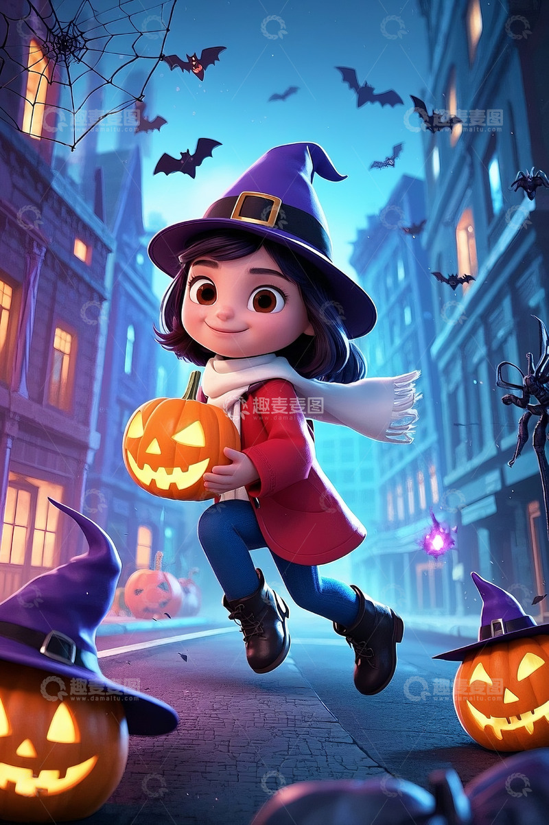 高清大图下载【趣麦麦图】万圣夜可爱女孩8