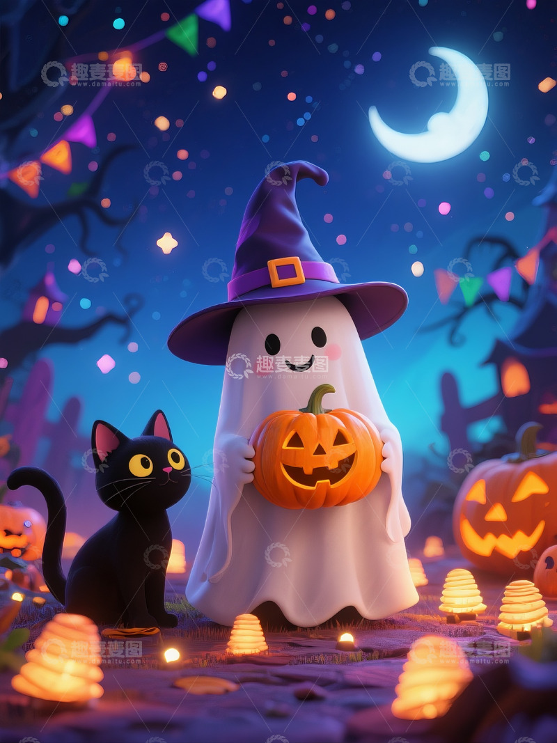 高清大图下载【趣麦麦图】可爱的万圣节场景2