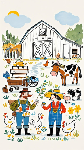 农场儿童绘本插画