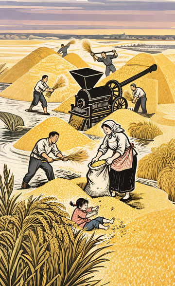 农场小麦丰收场景插画2