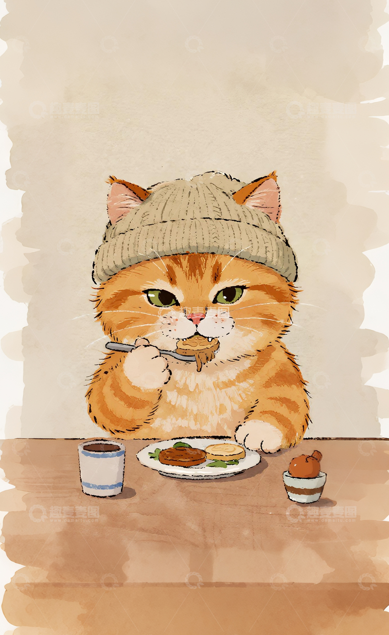 高清大图下载【趣麦麦图】文艺猫猫拟人阅读3