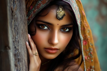 一位印度美少女特写摄影