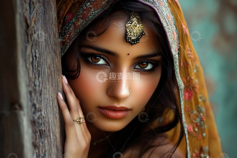 高清大图下载【趣麦麦图】一位印度美少女特写摄影