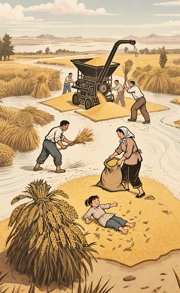 农场小麦丰收场景插画1