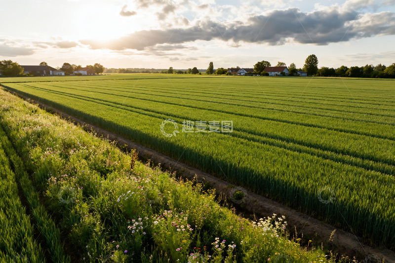 高清大图下载【趣麦麦图】田园麦田日落美景