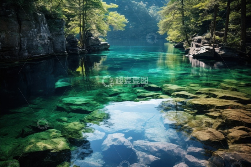 高清大图下载【趣麦麦图】山间清澈的河流美景