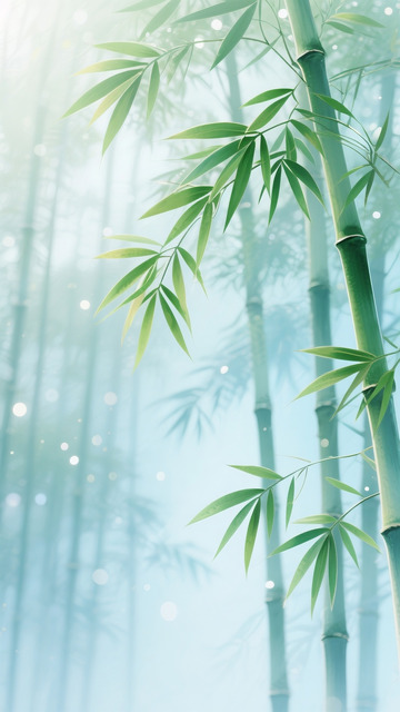 清新竹林插画背景4