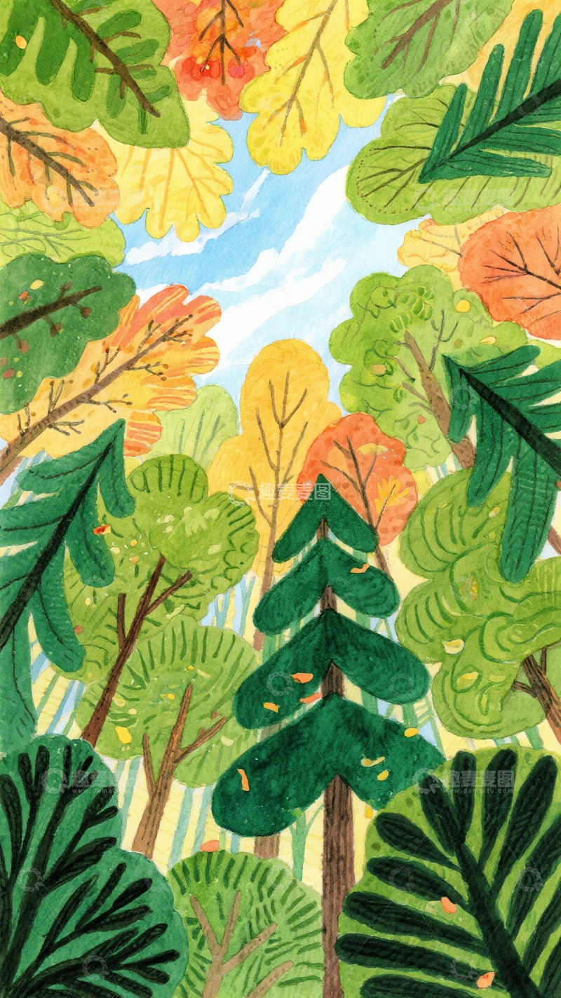 高清大图下载【趣麦麦图】森林天空儿童绘本插画2
