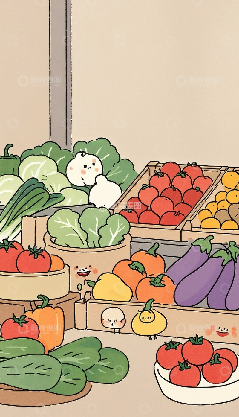 高清大图下载【趣麦麦图】可爱卡通蔬菜插画2