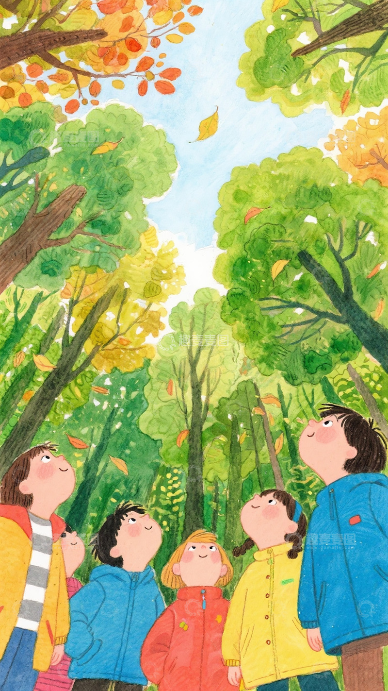 高清大图下载【趣麦麦图】森林天空儿童绘本插画1