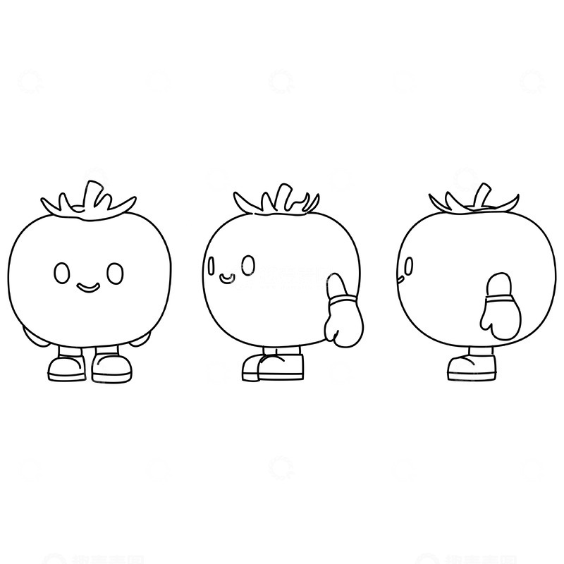 Q版番茄小人线稿