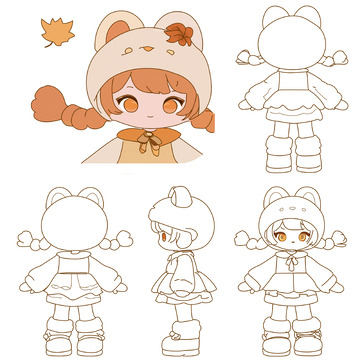 卡通小女孩线稿