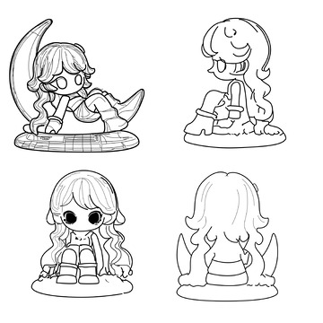 卡通小魔女线稿