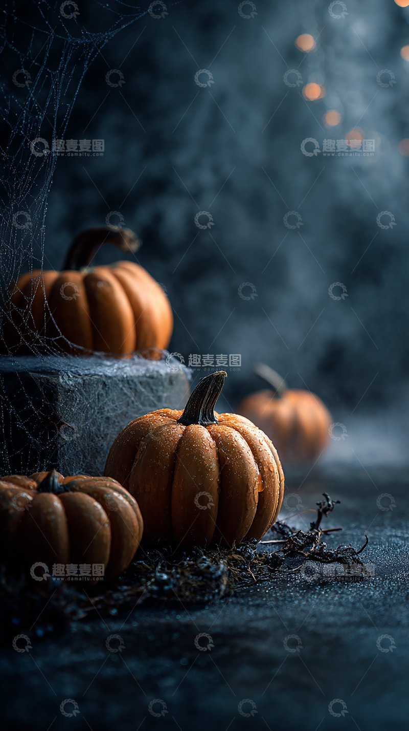 高清大图下载【趣麦麦图】雾气缭绕的万圣节南瓜