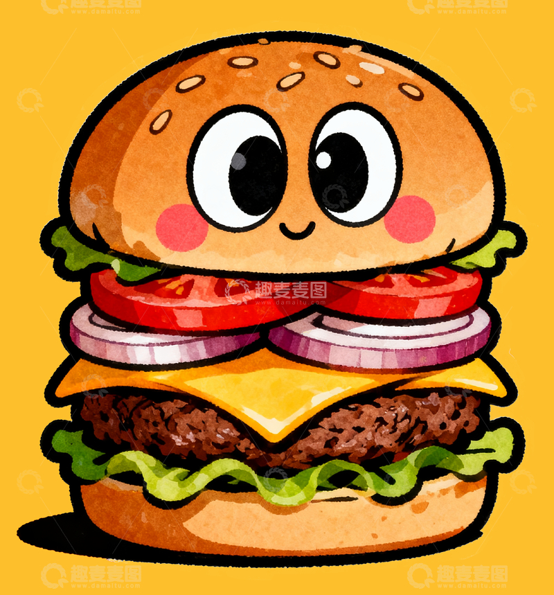 源文件下载【趣麦麦图】拟人化卡通汉堡4
