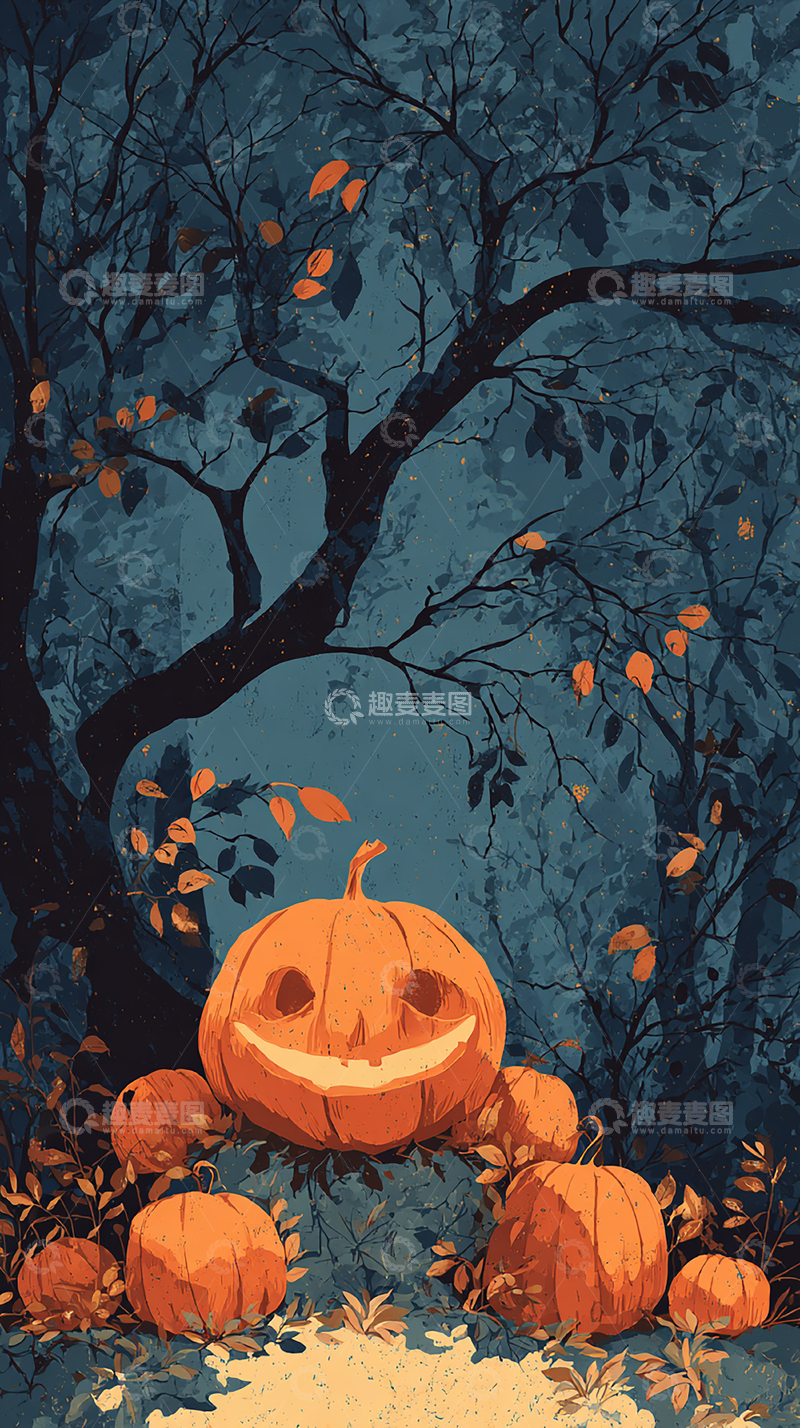 高清大图下载【趣麦麦图】万圣节南瓜灯的神秘夜晚
