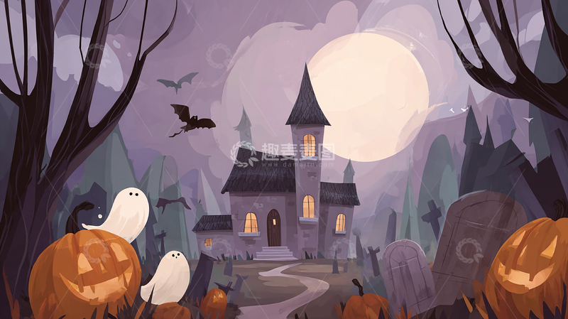 高清大图下载【趣麦麦图】幽灵南瓜的万圣夜奇遇