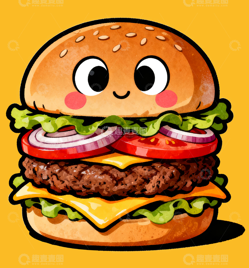源文件下载【趣麦麦图】拟人化卡通汉堡1