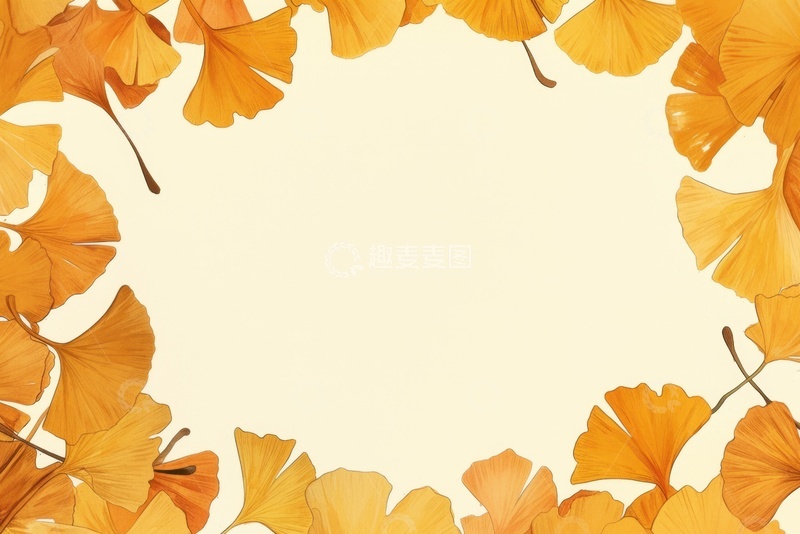 高清大图下载【趣麦麦图】银杏树叶边框背景