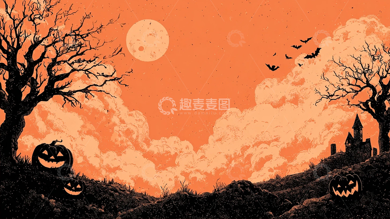高清大图下载【趣麦麦图】万圣节夜晚的恐怖景象