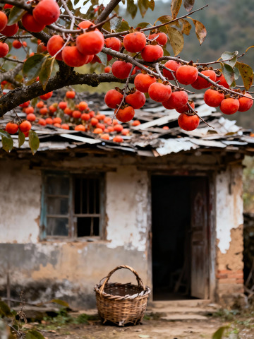老房子柿子树怀旧摄影2