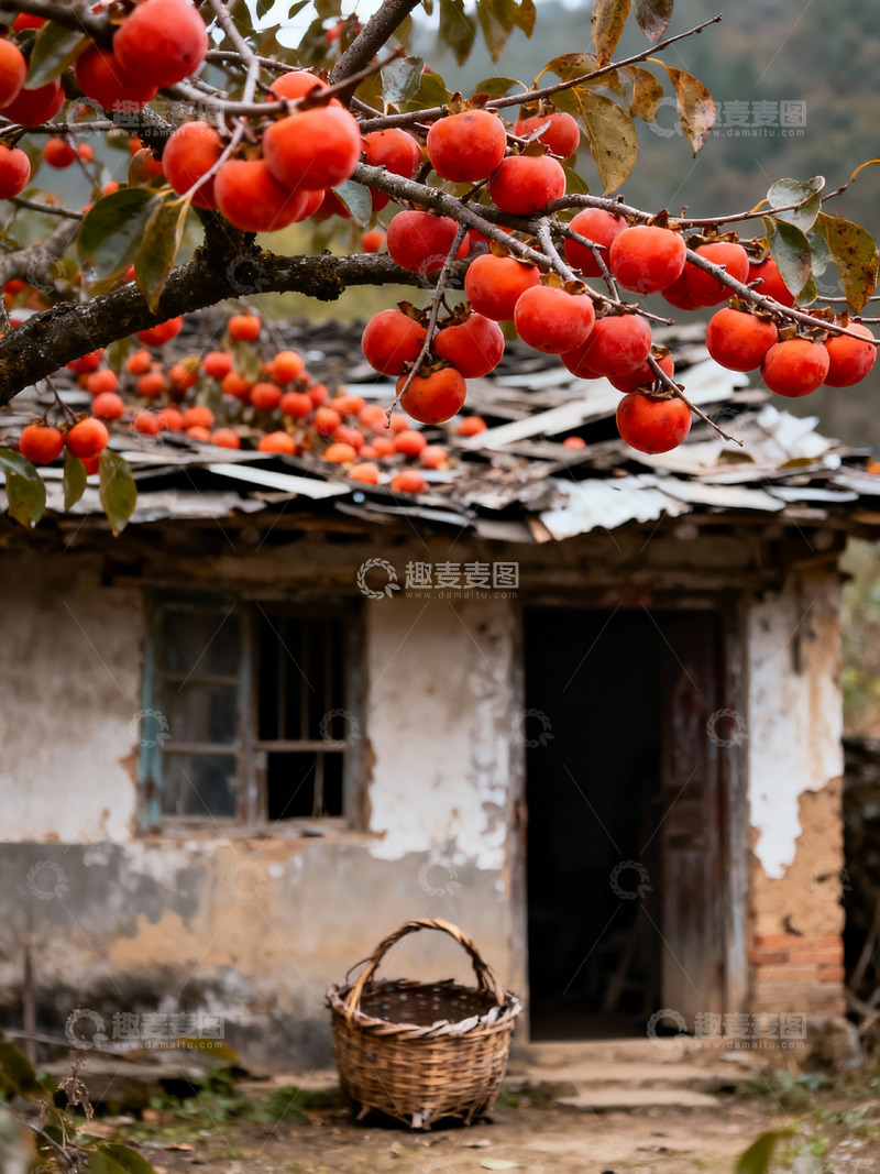 高清大图下载【趣麦麦图】老房子柿子树怀旧摄影2