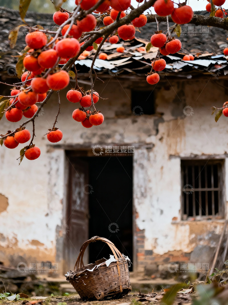 高清大图下载【趣麦麦图】老房子柿子树怀旧摄影1