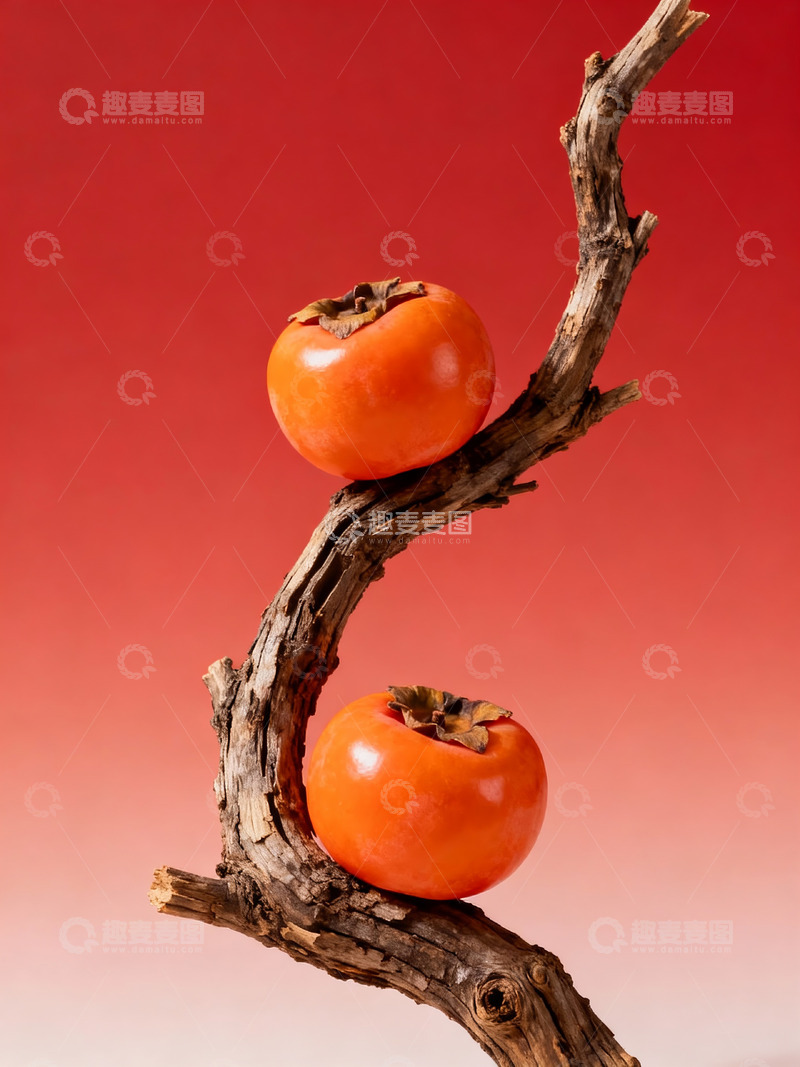 高清大图下载【趣麦麦图】柿子枯树枝摄影2