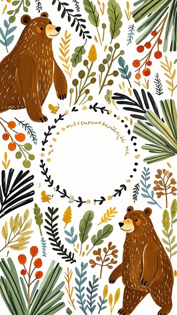 棕熊森林植物花草1