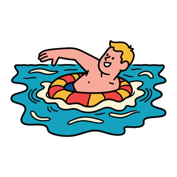 男孩正在欢快的游泳