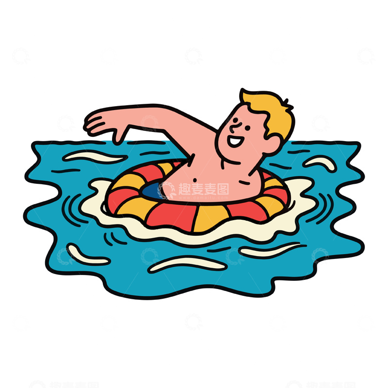 男孩正在欢快的游泳