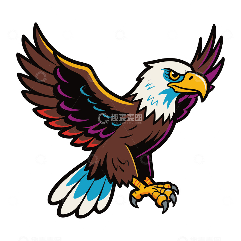 源文件下载【趣麦麦图】-一只老鹰张开翅膀